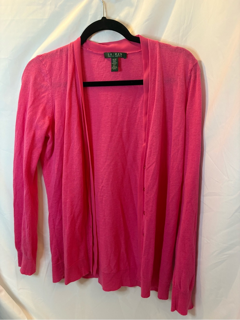 Ralph Lauren Bright Pink Open-Front Cardigan